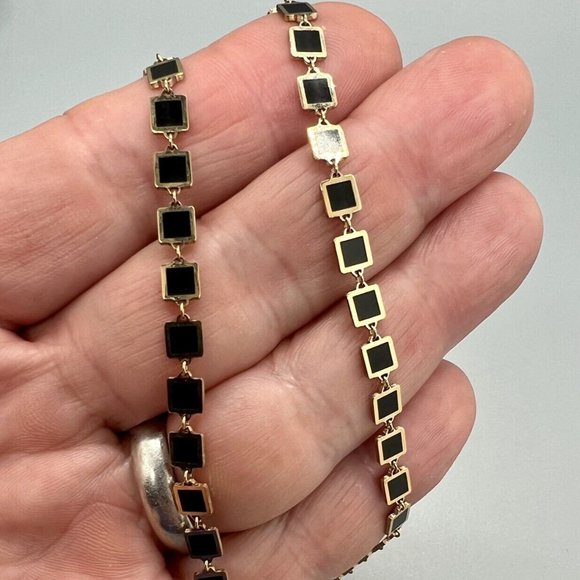 The Lovery 14k Yellow Gold Square Necklace In Onyx And Gold - Picture 9 of 11